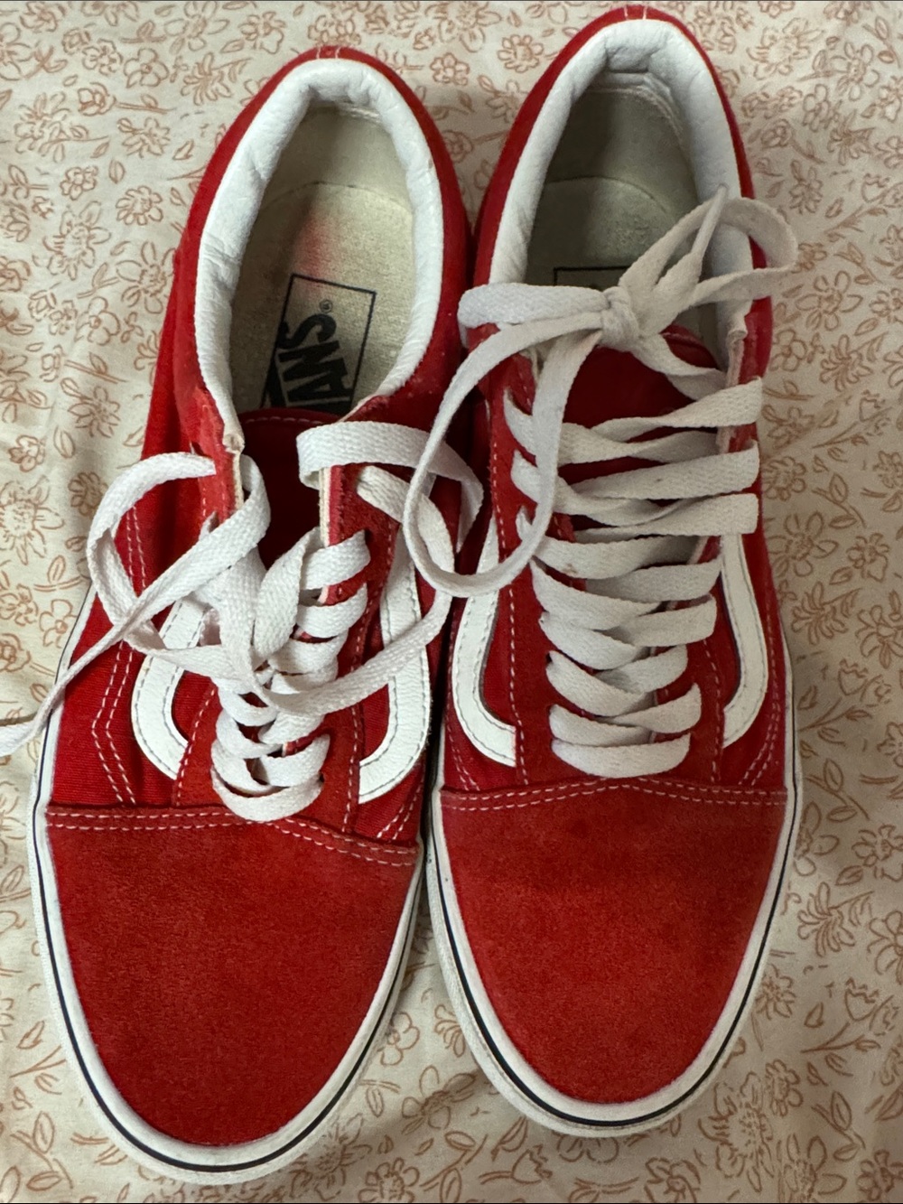 Vans Red and White Old Skool Sneakers